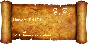 Hancz Pál névjegykártya